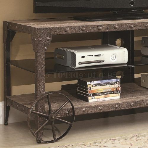 Modern Black Tv Stands On Wheels With Metal Cart (Photo 20 of 20)