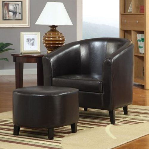Faux Leather Barrel Chair And Ottoman Sets (Photo 20 of 20)