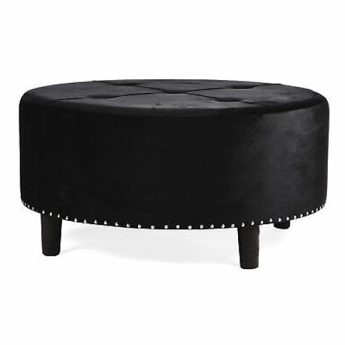 Cream Fabric Tufted Oval Ottomans (Photo 11 of 20)
