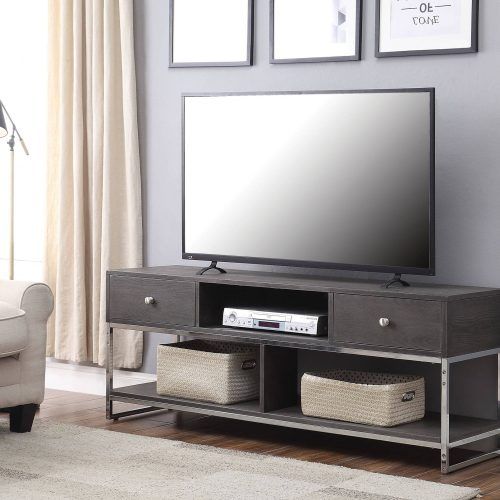 Modern Black Tv Stands On Wheels With Metal Cart (Photo 1 of 20)