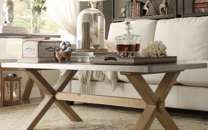 The 20 Best Collection of Aberdeen Industrial Zinc Top Weathered Oak Trestle Coffee Tables