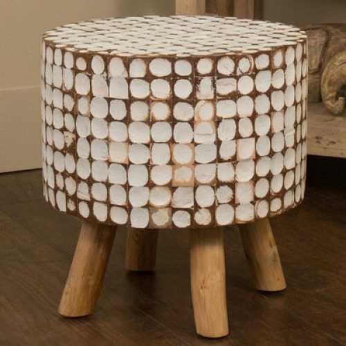 White Washed Wood Accent Stools (Photo 7 of 20)