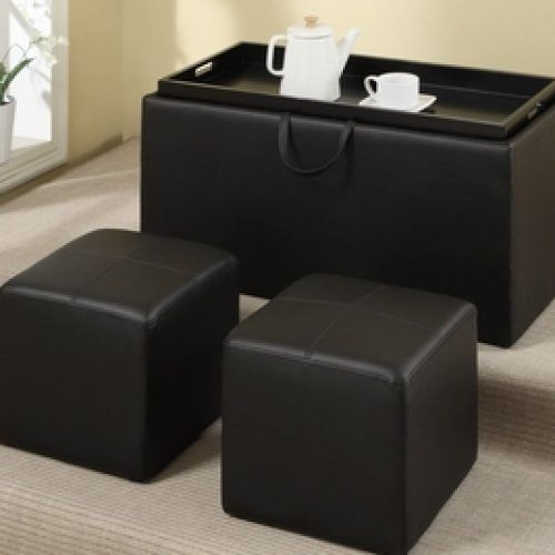Black Faux Leather Ottomans With Pull Tab (Photo 16 of 20)
