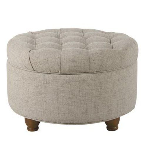 Charcoal Fabric Tufted Storage Ottomans (Photo 6 of 20)