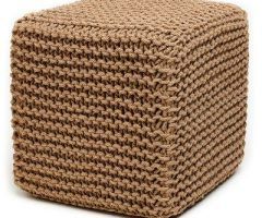 20 Collection of White Jute Pouf Ottomans
