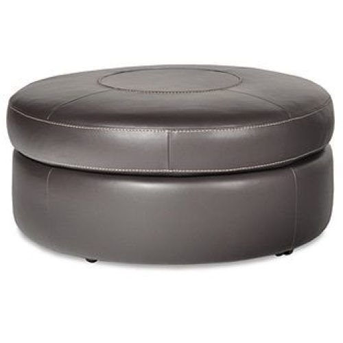 Silver And White Leather Round Ottomans (Photo 9 of 20)