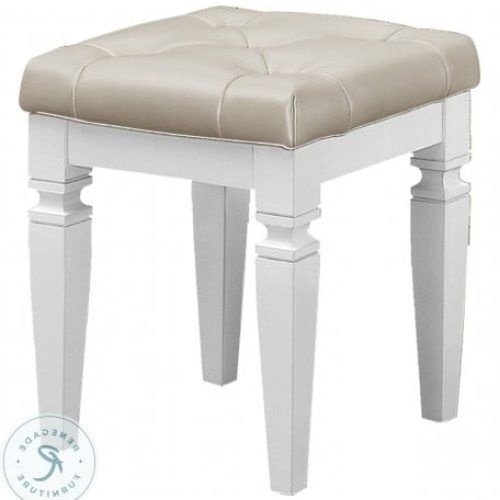 Ivory Button-Tufted Vanity Stools (Photo 20 of 20)