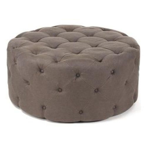 Brown And Gray Button Tufted Ottomans (Photo 13 of 20)