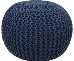 Top 20 of Cream Cotton Knitted Pouf Ottomans