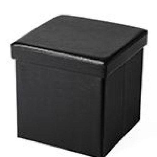 Black Faux Leather Cube Ottomans (Photo 3 of 17)