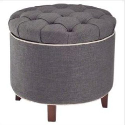 Charcoal Fabric Tufted Storage Ottomans (Photo 9 of 20)