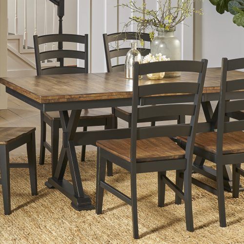 Babbie Butterfly Leaf Pine Solid Wood Trestle Dining Tables (Photo 1 of 20)