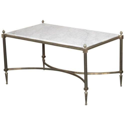 Large Slab Marble Coffee Tables With Antiqued Silver Base (Photo 15 of 20)