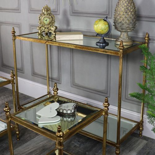 Gold And Mirror Modern Cube End Tables (Photo 13 of 20)