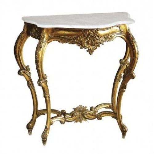 Antiqued Gold Leaf Console Tables (Photo 10 of 20)
