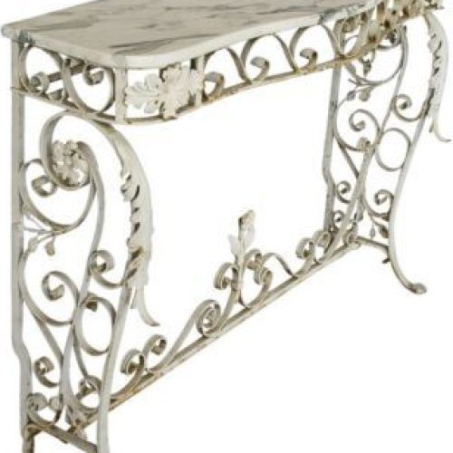 Faux White Marble And Metal Console Tables (Photo 16 of 20)