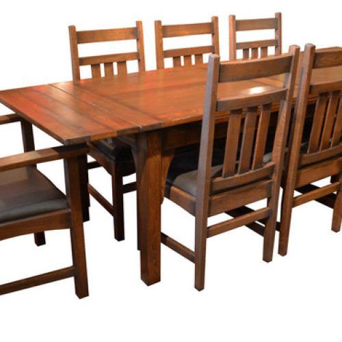 Craftsman 7 Piece Rectangular Extension Dining Sets With Arm & Uph Side Chairs (Photo 6 of 20)