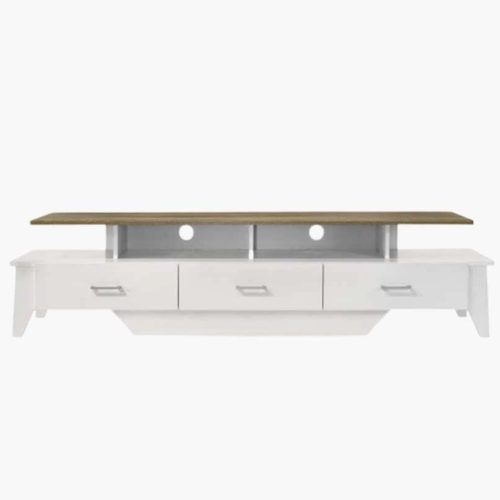 Contemporary Wooden Buffets With Four Open Compartments And Metal Tapered Legs (Photo 20 of 20)