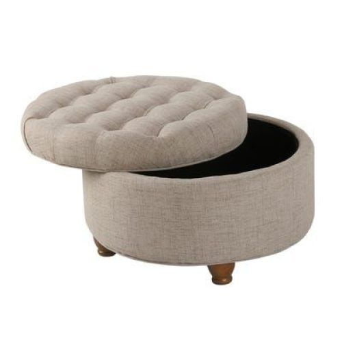 Fabric Tufted Storage Ottomans (Photo 7 of 19)