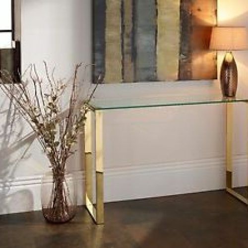 Walnut Wood And Gold Metal Console Tables (Photo 13 of 20)