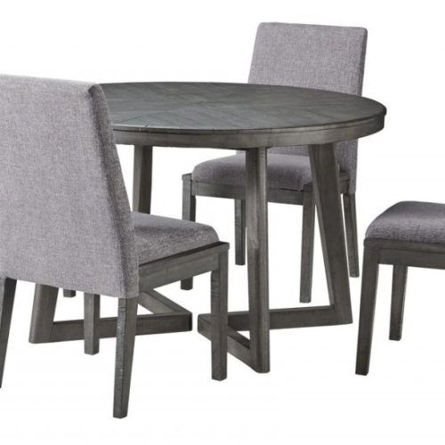 Jaxon 5 Piece Round Dining Sets With Upholstered Chairs (Photo 17 of 20)