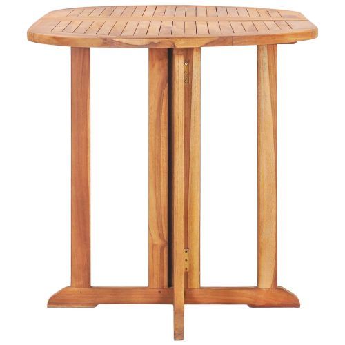 Aulbrey Butterfly Leaf Teak Solid Wood Trestle Dining Tables (Photo 3 of 20)