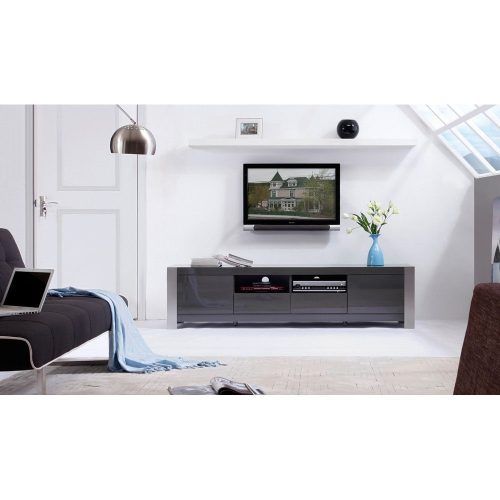 Ktaxon Modern High Gloss Tv Stands With Led Drawer And Shelves (Photo 14 of 20)