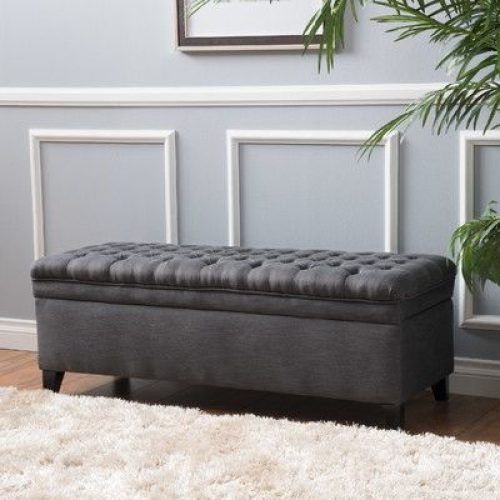 Charcoal Fabric Tufted Storage Ottomans (Photo 14 of 20)