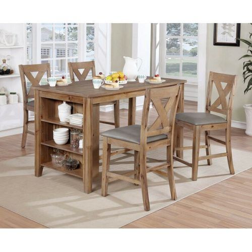Hanska Wooden 5 Piece Counter Height Dining Table Sets (Set Of 5) (Photo 16 of 20)