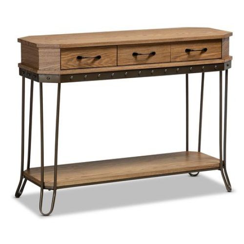 Metal And Oak Console Tables (Photo 3 of 20)