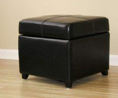 20 Photos Black Leather and Bronze Steel Tufted Ottomans