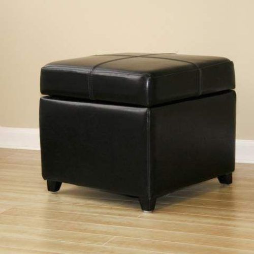 Black Leather And Bronze Steel Tufted Ottomans (Photo 1 of 20)