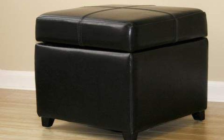20 Photos Black Leather and Bronze Steel Tufted Ottomans