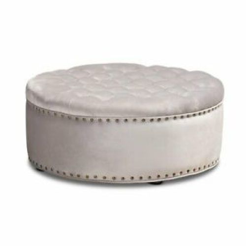 Beige And Light Gray Fabric Pouf Ottomans (Photo 19 of 20)