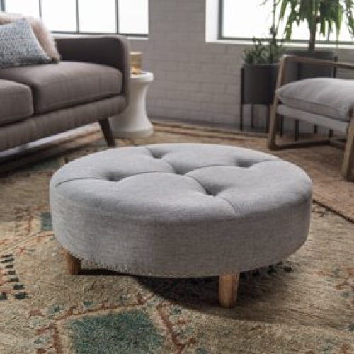 Brown And Gray Button Tufted Ottomans (Photo 10 of 20)