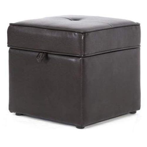 Dark Brown Leather Pouf Ottomans (Photo 12 of 20)