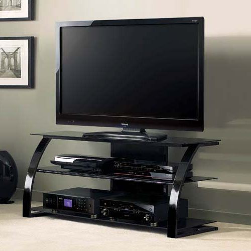 Space Saving Black Tall Tv Stands With Glass Base (Photo 17 of 20)