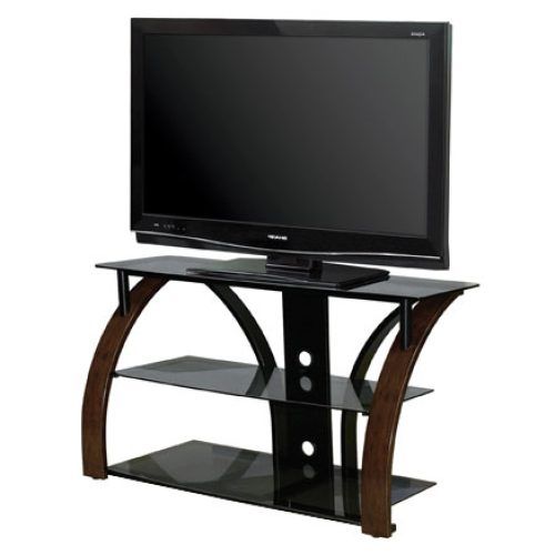 57'' Tv Stands With Open Glass Shelves Gray & Black Finsh (Photo 9 of 20)