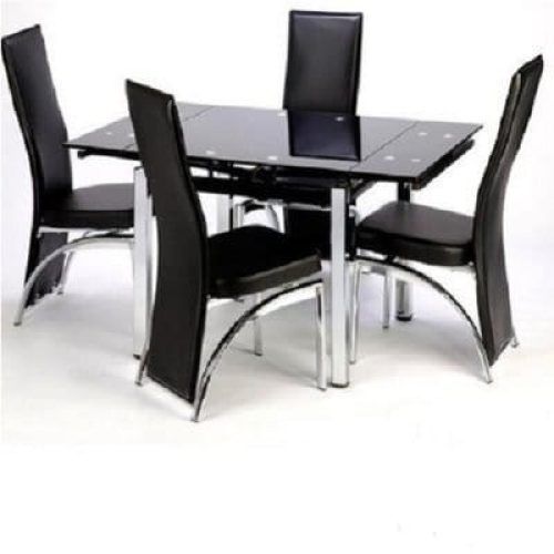 Black Glass Dining Tables And 4 Chairs (Photo 4 of 20)