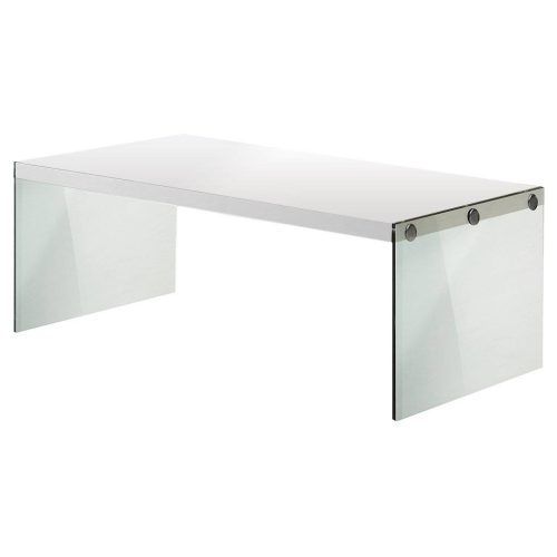 Glossy White Hollow-Core Tempered Glass Cocktail Tables (Photo 3 of 20)
