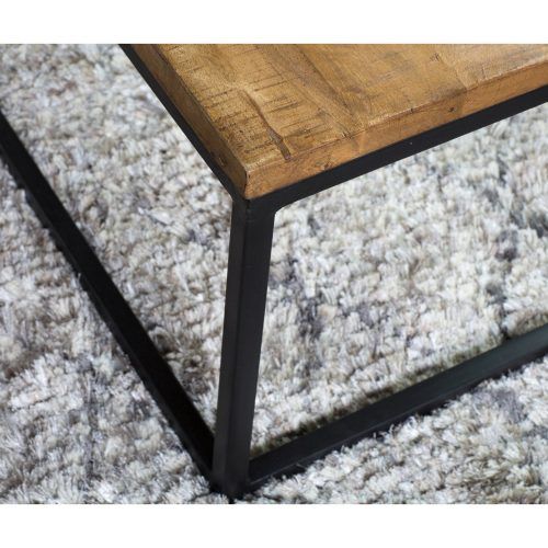 Paris Natural Wood And Iron 30-Inch Square Coffee Tables (Photo 3 of 20)