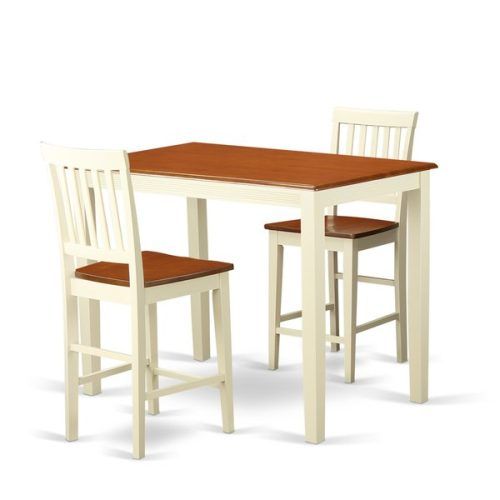 Bettencourt 3 Piece Counter Height Solid Wood Dining Sets (Photo 13 of 20)