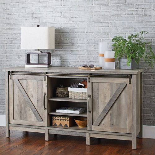 Rustic Grey Tv Stand Media Console Stands For Living Room Bedroom (Photo 1 of 20)