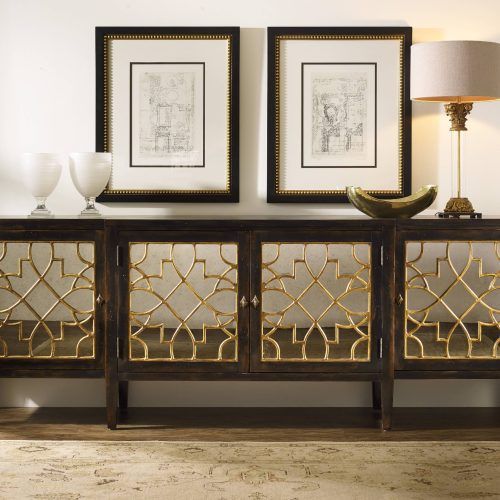 Natural Wood Mirrored Media Console Tables (Photo 7 of 20)