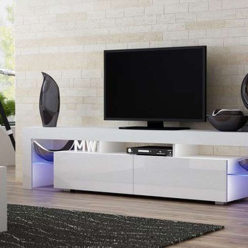 White High Gloss Tv Stands Unit Cabinet (Photo 9 of 15)