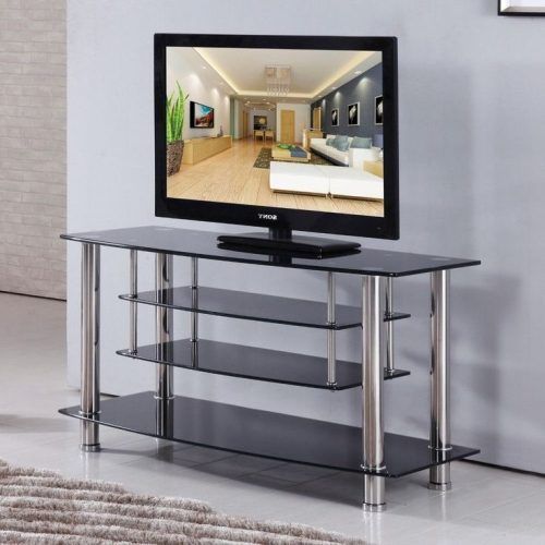 Modern Black Floor Glass Tv Stands With Mount (Photo 7 of 20)