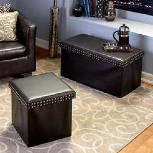 Round Gold Faux Leather Ottomans With Pull Tab (Photo 8 of 20)