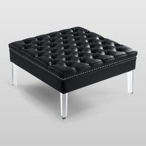 Black Faux Leather Tufted Ottomans (Photo 5 of 20)