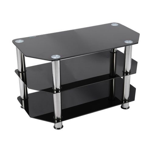 Rfiver Black Tabletop Tv Stands Glass Base (Photo 18 of 20)