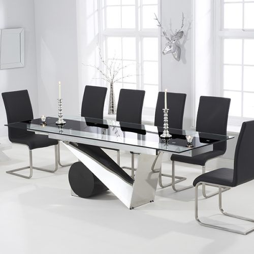 Black Glass Extending Dining Tables 6 Chairs (Photo 9 of 20)
